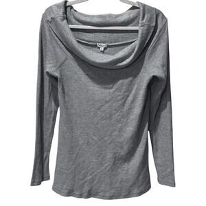 NWT SPLENDID Long Sleeve Cowl Neck Thermal Top Shirt Light Gray Large**